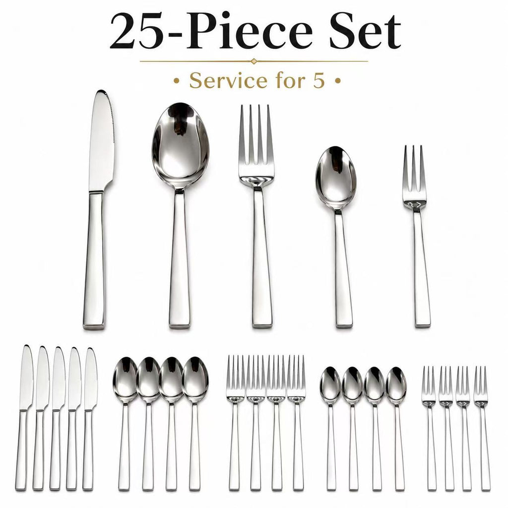 25-Piece Stainless Steel Flatware Set for 5